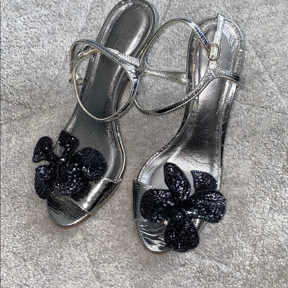 Jcrew Foiled Silver Heels